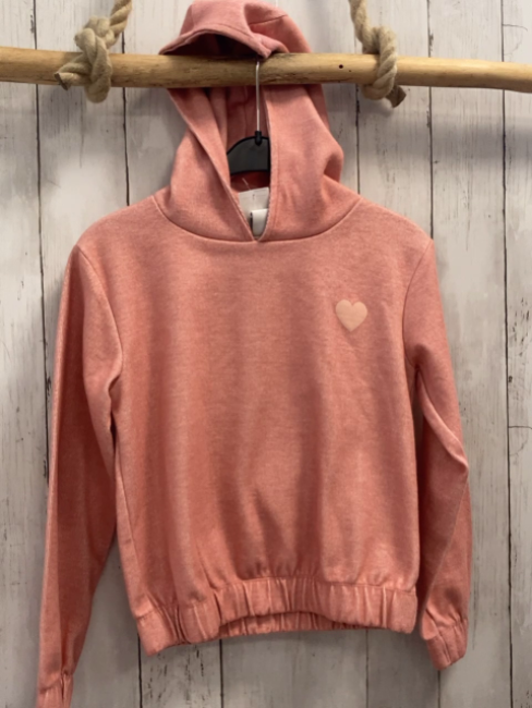  Pullover Gr. 134  rosa Strick Kapuze