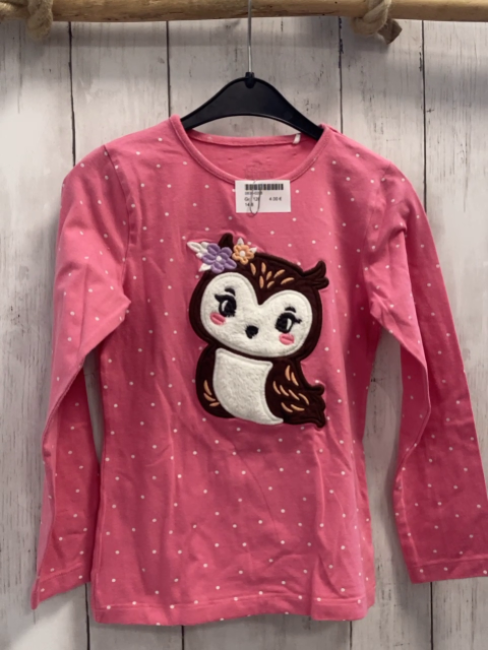  Langarmshirt Gr. 128  pink weiße Punkte Eule