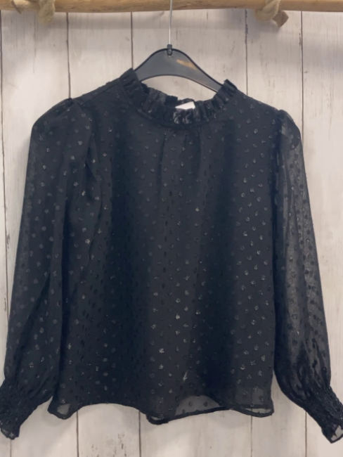 reserved Bluse Gr. 128  schwarz Glitzerpunkte