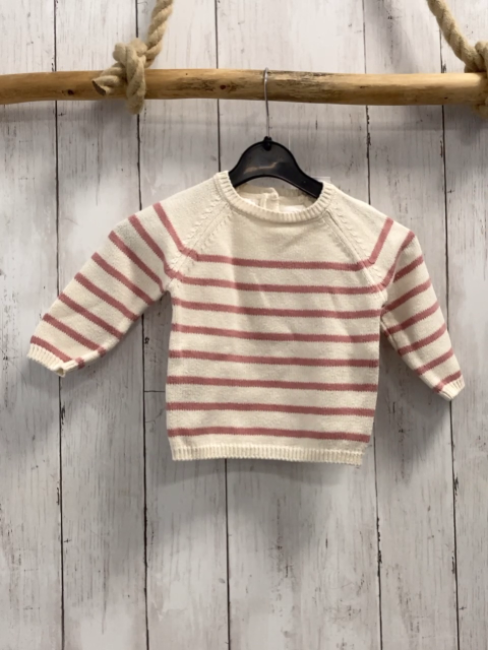 Mango Pullover Gr. 68  weiß rosa Streifen Strick