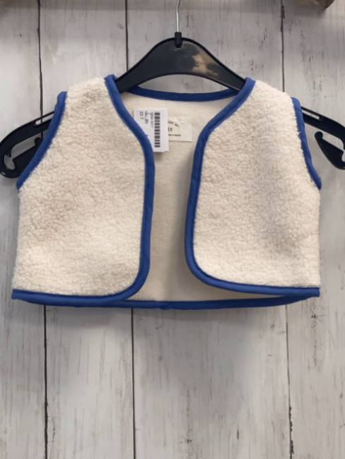   Weste  Gr. 80  natur Teddy blauer Bund 