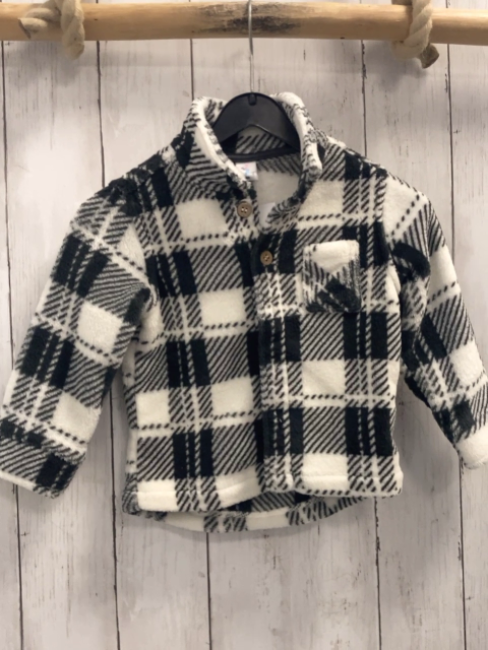  Plüschjacke Gr. 80  weiß graue Karos