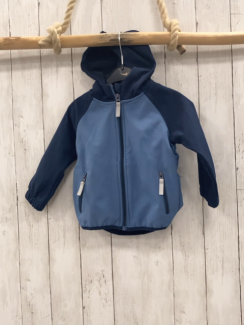  Softshelljacke Gr. 92  hellblau dunkelblaue Ärmel + Kapuze
