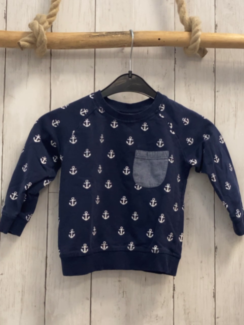   Pullover  Gr. 92  blau weiße Anker 