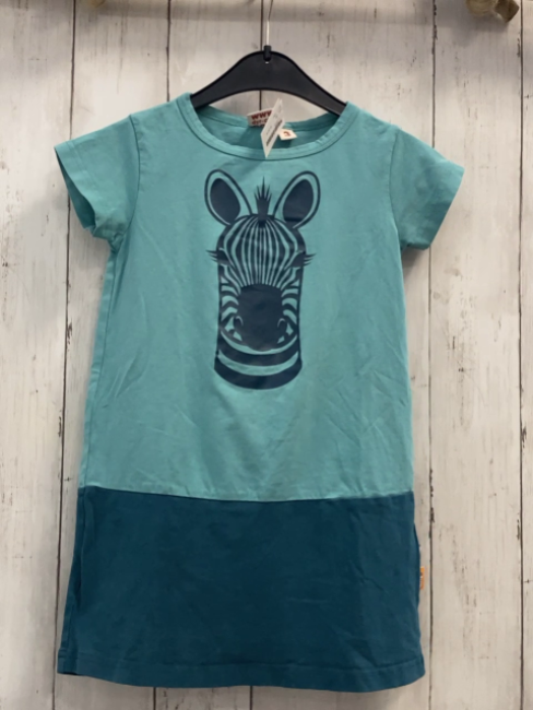 Dyr  Kleid  Gr. 98  mint Oberteil mit petrol Zebra petrol Saum 