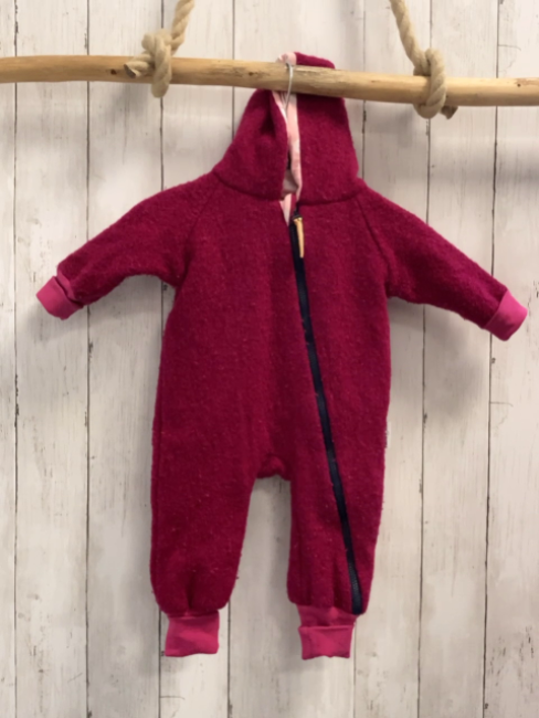 Fuchs & Kiwi  Walkoverall Gr. 62  pinkd rosa Futter mit weißen Wolken verflust  