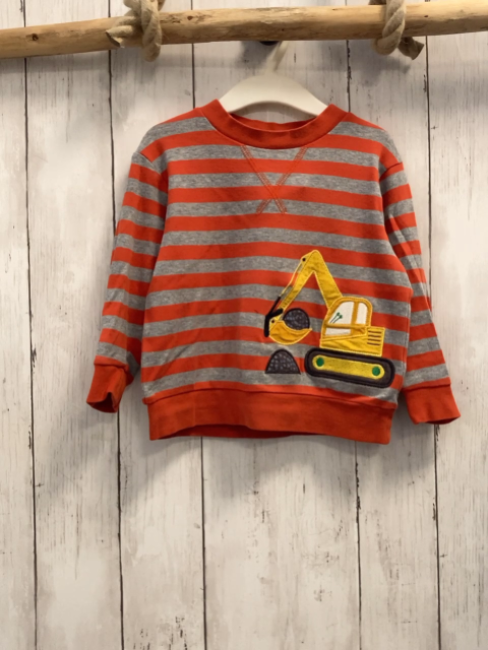 Alaa  Langarmshirt  Gr. 92  orange graue Streifen Bagger 