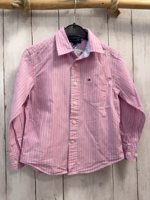 Tommy Hilfiger  Hemd  Gr. 110  rosa grau weiße Streifen