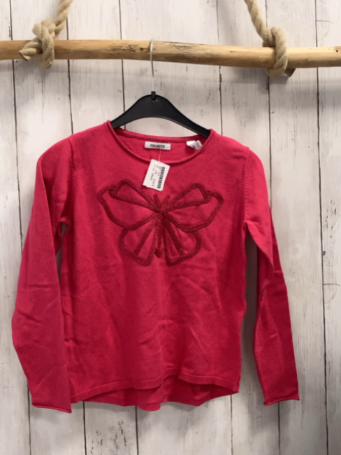 OKaidi Pullover  Gr. 128  rot Strick glänzende Schleife 