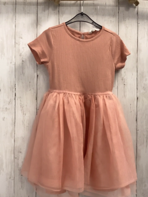 H&M  Kleid  Gr. 122/128  lachs Oberteil mit Struktur Tüllrock mit glitzer 