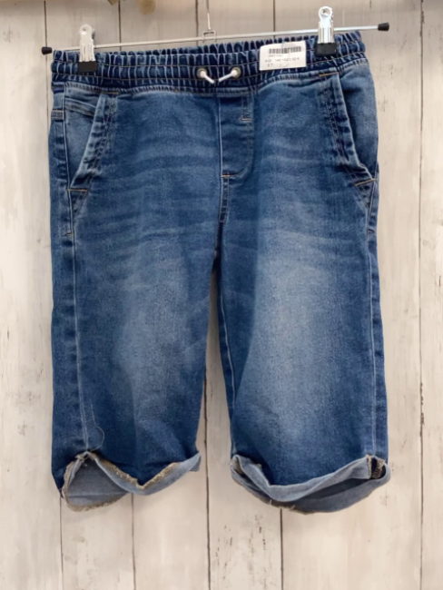   Shorts  Gr. 146/152  blau Jeans Umschlag Gummizugbund mit weißer Kordel