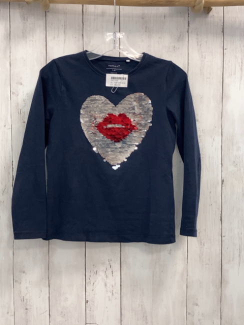 Name it  Langarmshirt  Gr. 122/128  blau Pailettenherz