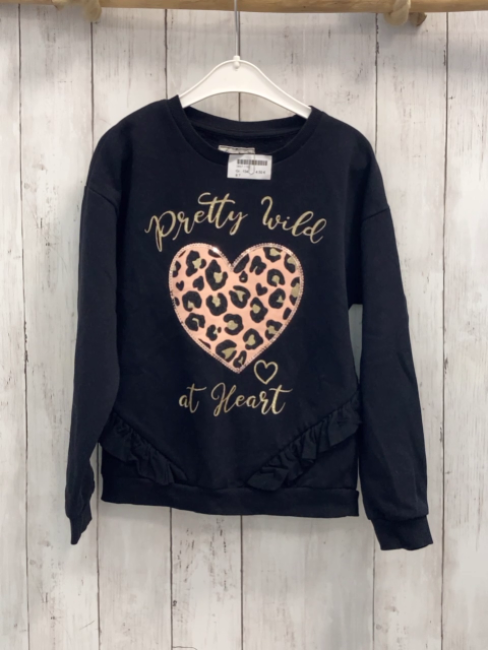  Pullover  Gr. 134  schwarz Herz goldene Glitzerschrift 