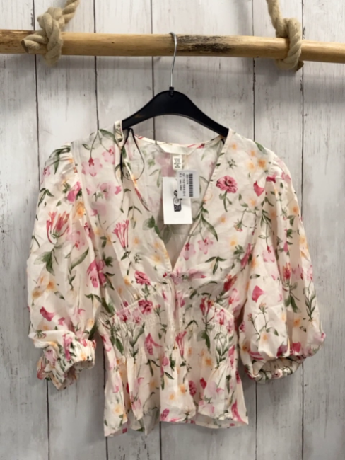 neu H&M  Sommerbluse  Gr. 152/158  creme bunte Blumen 