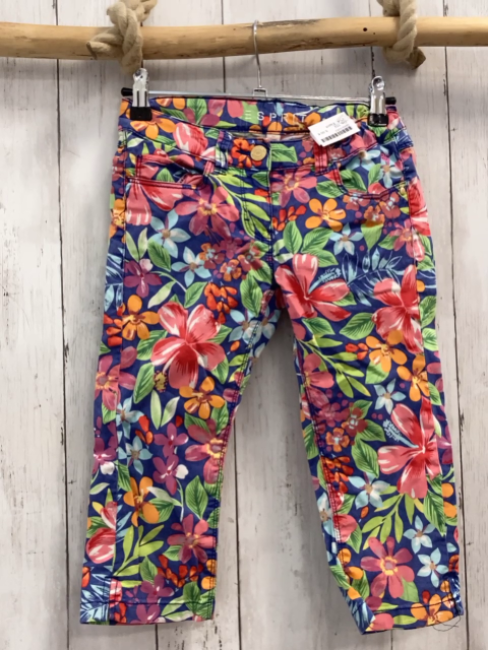 Esprit  Caprihose  Gr. 152  blau bunte Blumen Bund verstellbar 