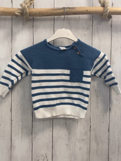 Alana  Pullover  Gr. 80  weiß blaue Streifen Strick 