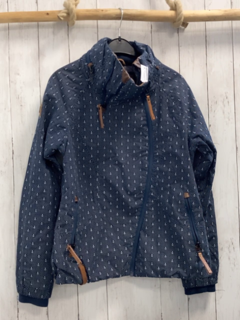 Naketano  Jacke  Gr. 158/164  blau weiße Punkte + Anker braune Applikationen 