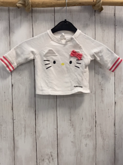 H&M  Pullover  Gr. 56  weiß Hello Kitty himbeere weißer Streifenbund 