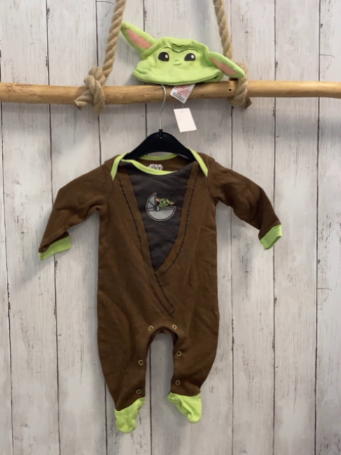 2tlg  Schlafanzug + Mütze  Gr. 68  braun hellgrün Yoda 