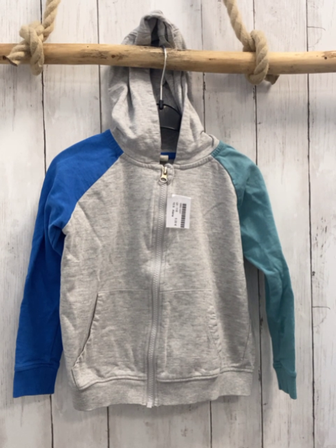 Alana  Sweatjacke  Gr. 116  grau mit Kapuze mint blaue Ärmel 
