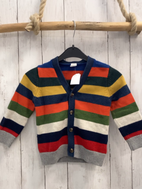 GAP  Strickjacke  Gr. 104  blau orange grün kiwi weiß rot Streifen Strick 