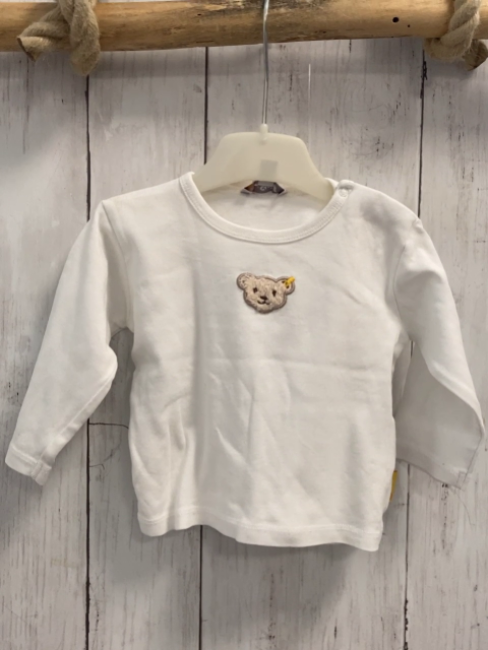 Steiff  Langarmshirt  Gr. 62  weiß Plüschbärenkopf 