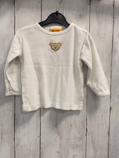 Steiff  Langarmshirt  Gr. 74  weiß Plüschbärenkopf 