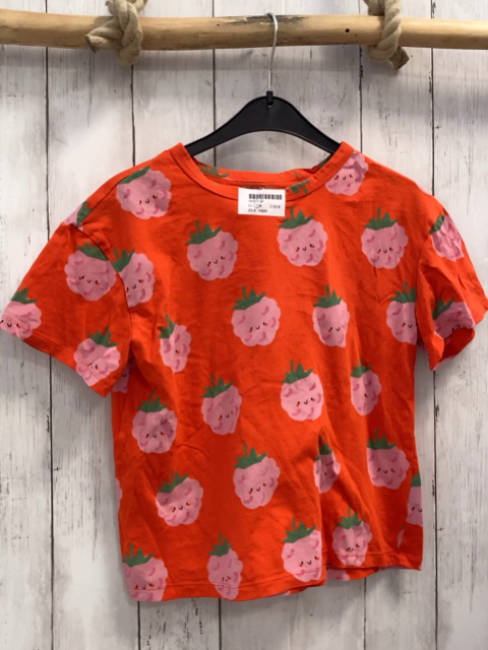H&M  T-Shirt  Gr. 134  hellrot rosa Erdbeeren mit Gesicht 