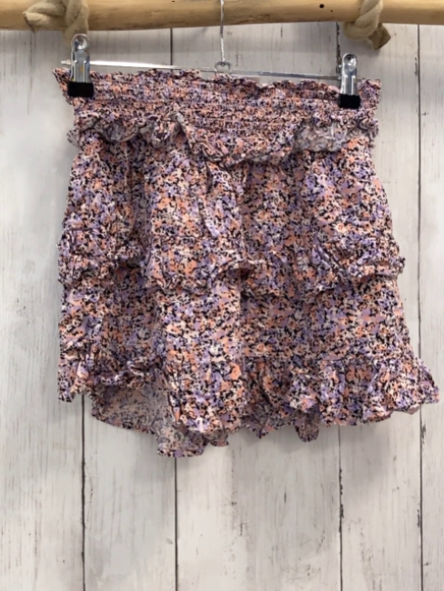 Name it  Rock Gr. 122  schwarz lack lavendel Druck Rüschen Gummizugbund 