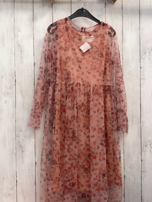 Zara  Kleid  Gr. 128  lachs Tüllüberkleid mit Blumen 