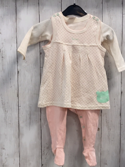 neu 2tlg Bornino  Strampler + Kleid  Gr. 68  creme graue Punkte + rosa NP 15,99 € 