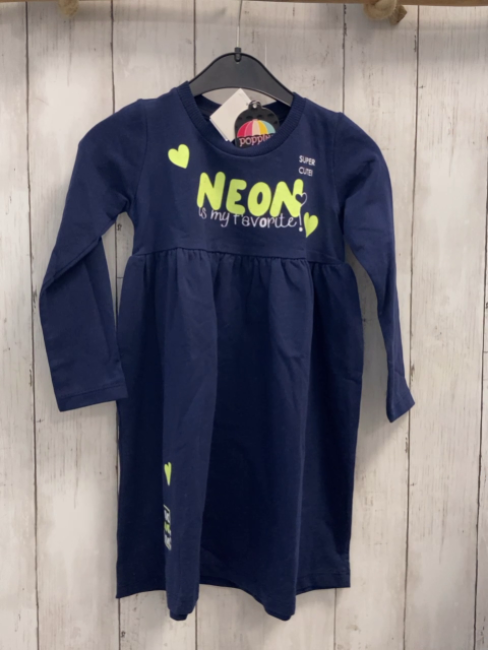 neu Poppins  Kleid  Gr. 110  blau hellgrün weiße Schrift Herzen 