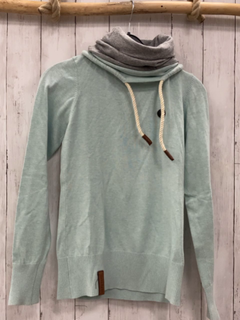 Naketano  Pullover  Gr. M mint Strick zweilagiger Halsausschnitt Kordel