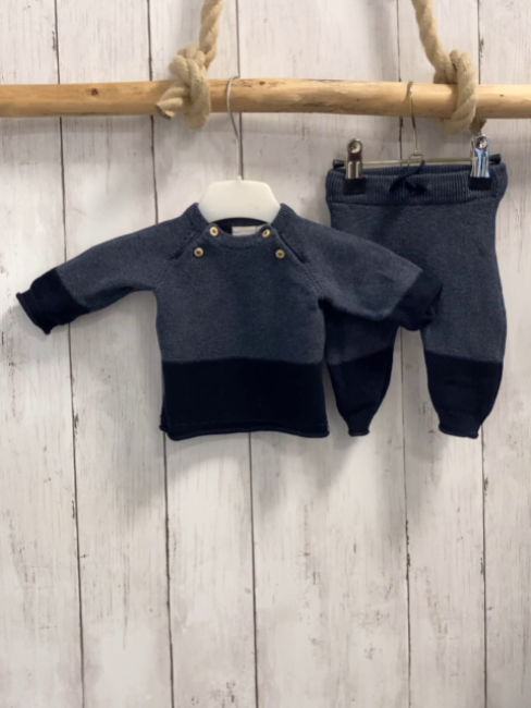 2tlg H&M  Pullover + Jogginghose  Gr. 56  blau dunkelblau Strick 