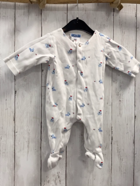 Jacadi  Schlafanzug  Gr. 62  weiß hellblau bunte Hunde 