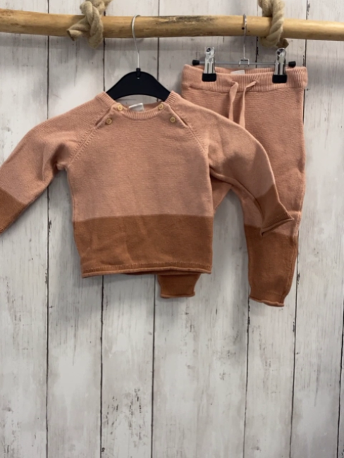 2tlg H&M  Pullover + Leggings  Gr. 74  lachs hellbraun Strick 