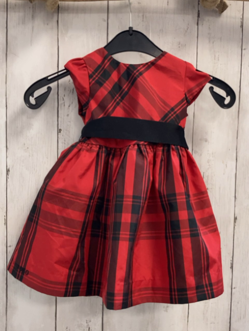 neu Ralph Lauren  Kleid  Gr. 74  schwarz rot kariert schwarzer Gürtel 