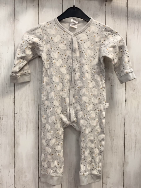   Schlafanzug  Gr. 74  grau Schwäne schwarze Punkte 