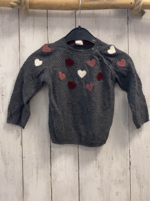 H&M Pullover Gr. 74  grau Strick Herzen