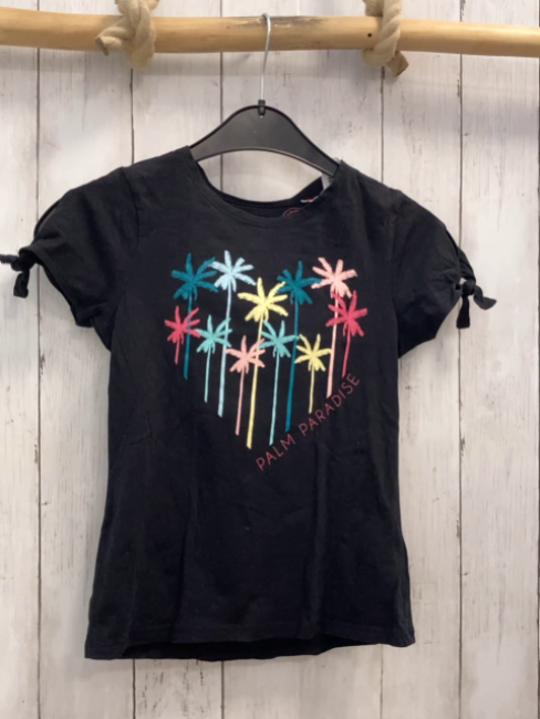 Manguun T-Shirt  Gr. 128  schwarz bunte Palmen 