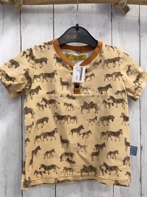   T-Shirt  Gr. 98  ocker Zebra brauner Bund 