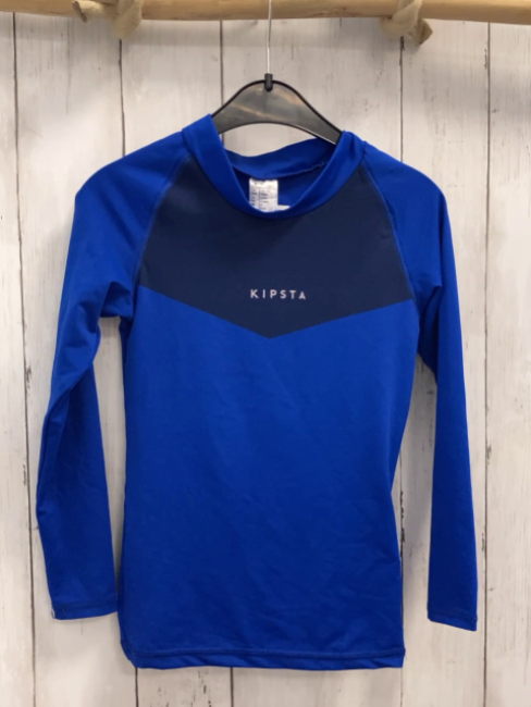 Decathlon  Sportshirt lang  Gr. 122/128  blau dunkelblau weiße Schrift 