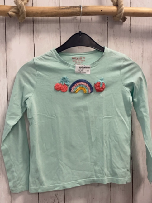 Review Langarmshirt Gr. 128  mint Häkelbogen und Obst