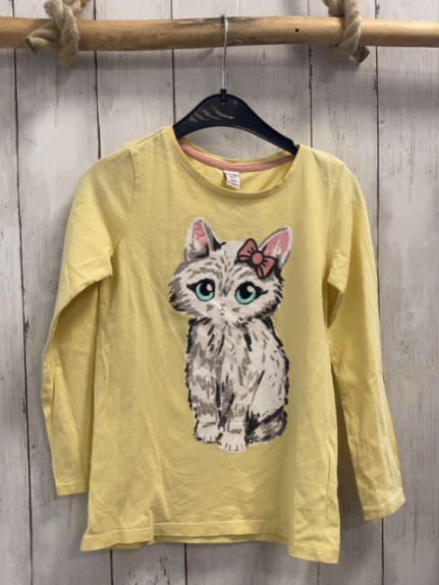  Langarmshirt Gr. 122  gelb Katze Glitzer
