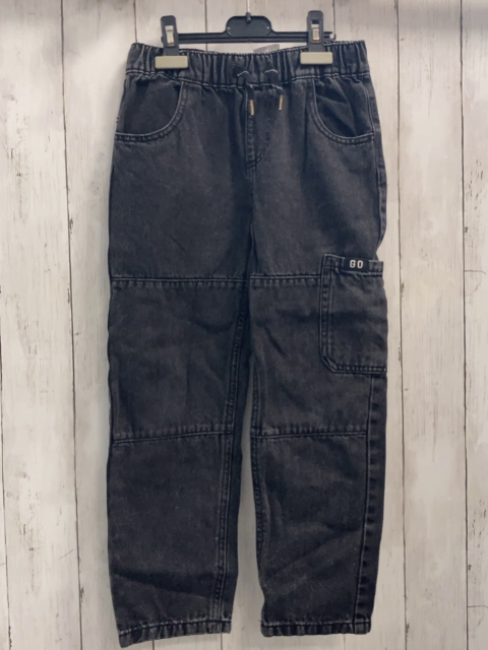  Hose Gr. 128  grau Jeans Kordel