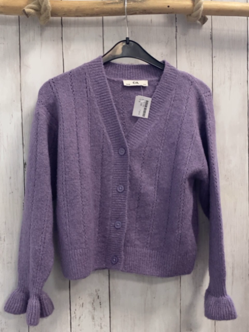  Strickjacke Gr. 128  flieder Lochmuster
