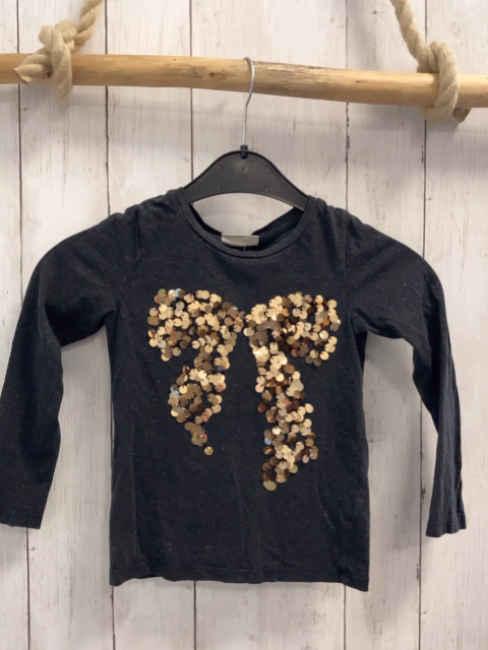 Next  Langarmshirt  Gr. 110  grau goldene Pailetten 