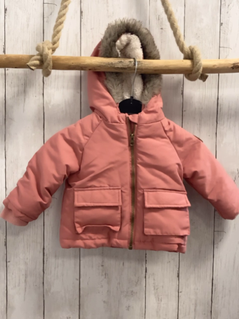 Orsolino  Winterjacke  Gr. 68  lachs Kapuze mit Fellbund weißes Plüschfutter 