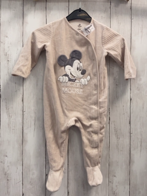 Disney  Schlafanzug  Gr. 80  beige Rippen Nicky Mickey Mouse 