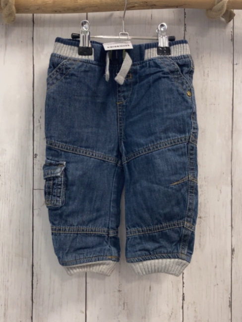 F&F  Hose  Gr. 74  blau Jeans gefüttert grau blauer Strickbund mit grauer Kordel 